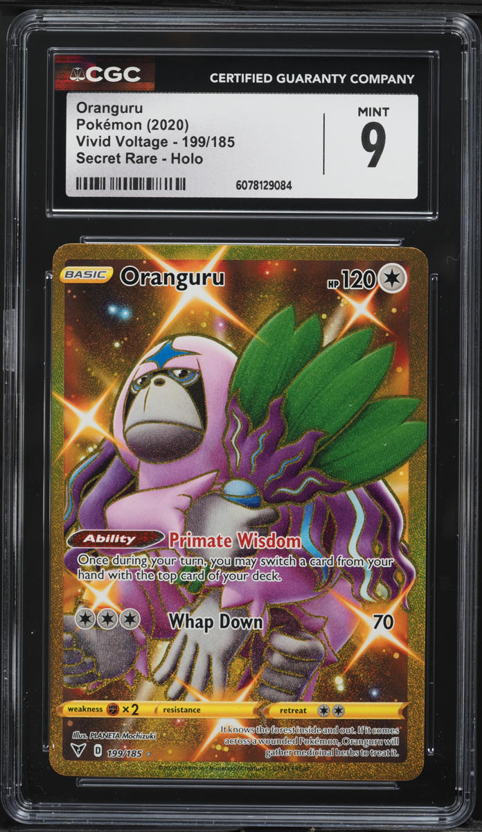 2020 Pokemon Sword & Shield Vivid Voltage Gold Rare Oranguru #199 CGC 9 MINT