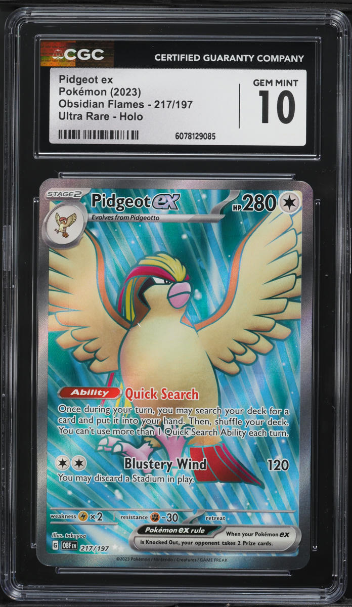 2023 Pokemon SV Obsidian Flames Full Art Pidgeot ex #217 CGC 10 GEM MINT