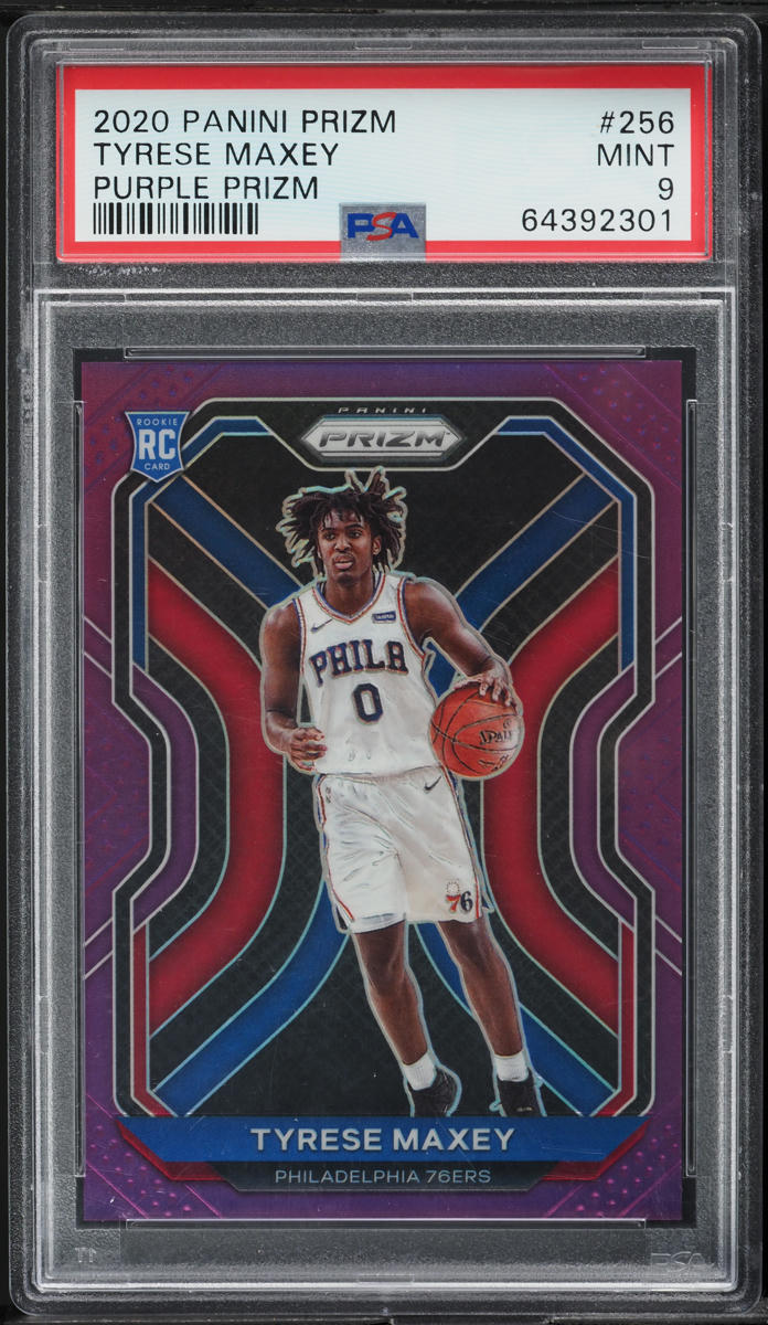 2020 Panini Prizm Purple Tyrese Maxey ROOKIE /99 #256 PSA 9 MINT - Main Image