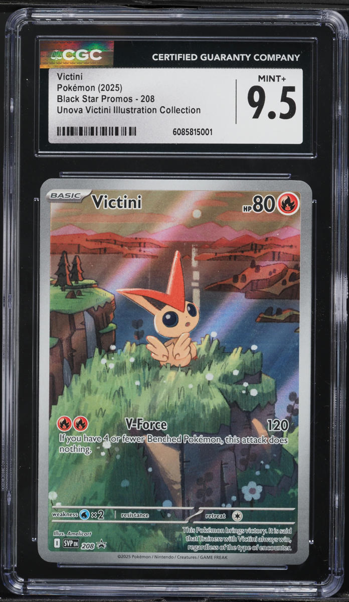 2025 Pokemon Scarlet & Violet Promo Unova Illustration Collection Victini #208 CGC 9.5 MINT+