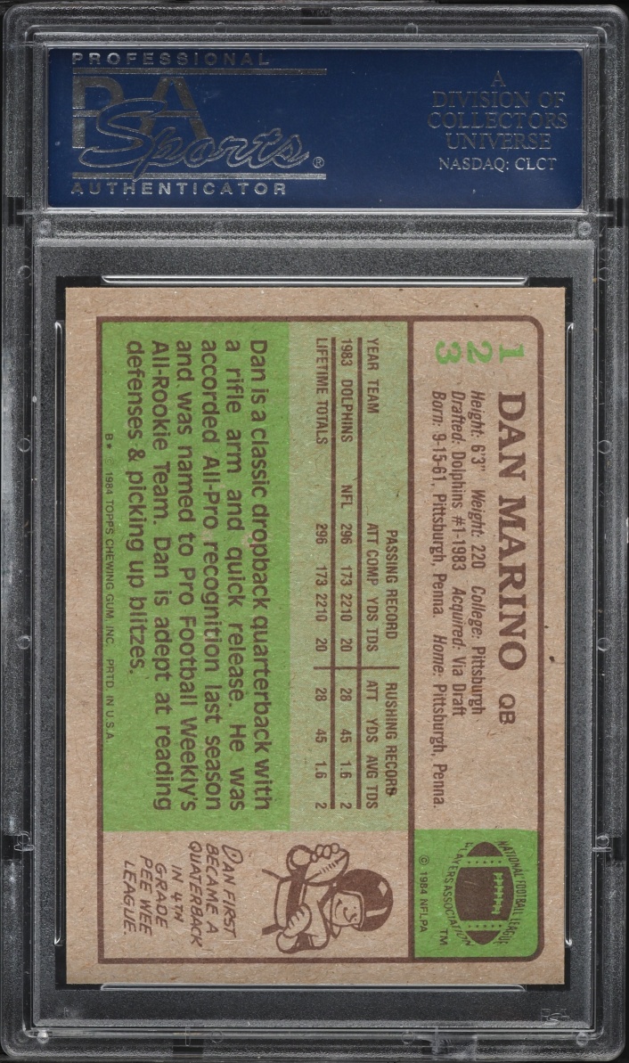 1984 Topps Football Dan Marino ROOKIE #123 PSA 8 NM-MT