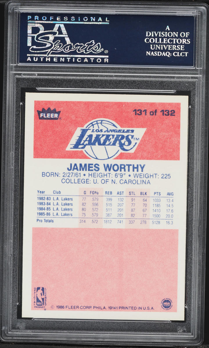 1986 Fleer Basketball James Worthy ROOKIE #131 PSA 10 GEM MINT
