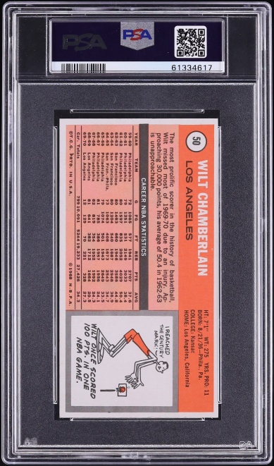 1970 Topps Basketball Wilt Chamberlain #50 PSA 7 NRMT