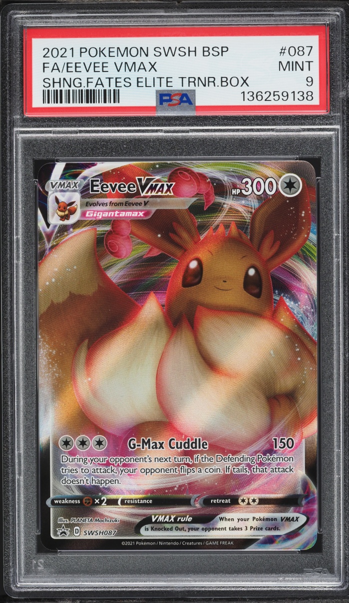 2021 Pokemon Sword & Shield Shining Fates ETB Full Art Eevee VMAX #SWSH087 PSA 9 MINT