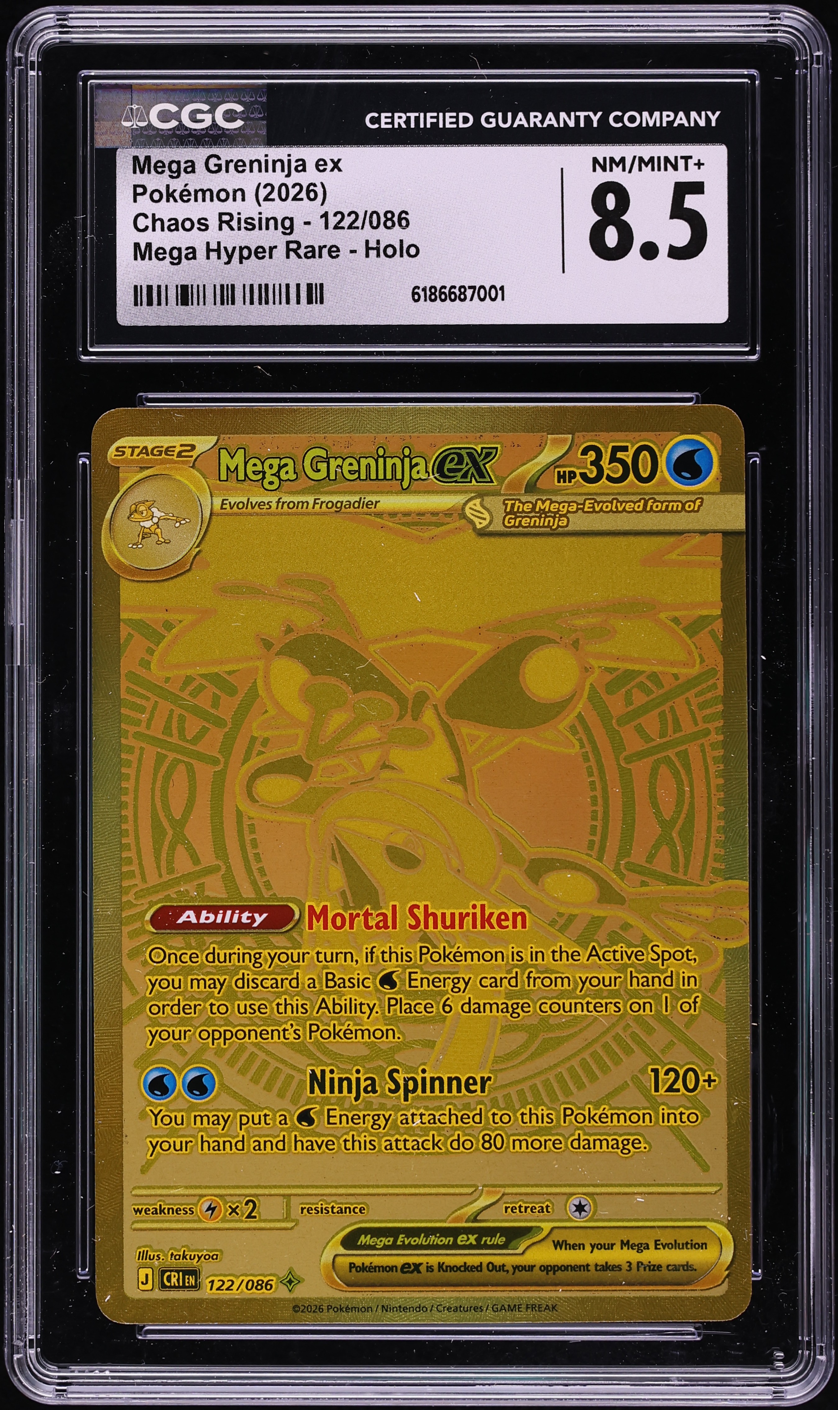 2026 Pokemon Mega Evolution Chaos Rising MHR Mega Greninja ex #122 CGC 8.5 NM-MT+