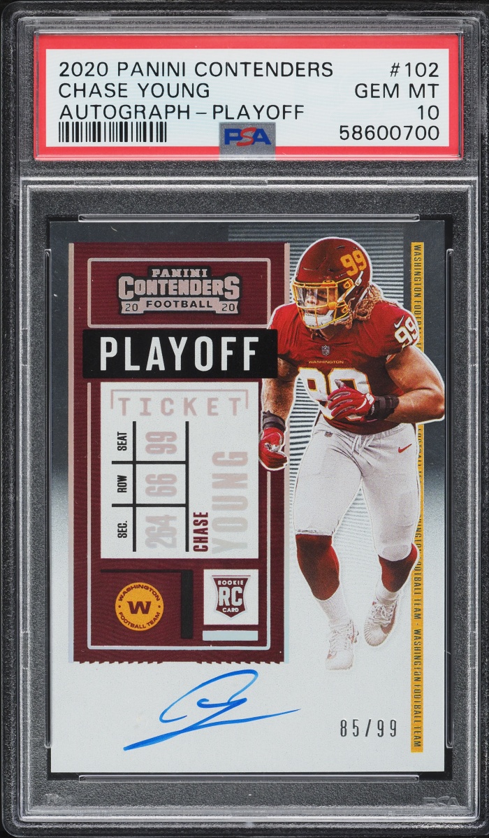 2020 Panini Contenders Playoff Chase Young ROOKIE AUTO /99 #102 PSA 10 GEM MINT