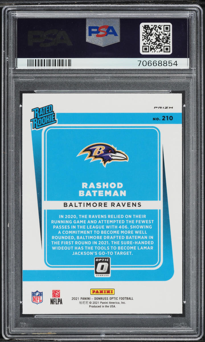 2021 Donruss Optic Blue Scope Rashod Bateman ROOKIE #210 PSA 9 MINT