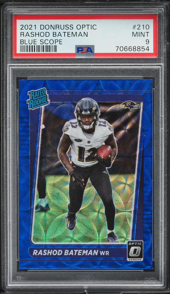 2021 Donruss Optic Blue Scope Rashod Bateman ROOKIE #210 PSA 9 MINT