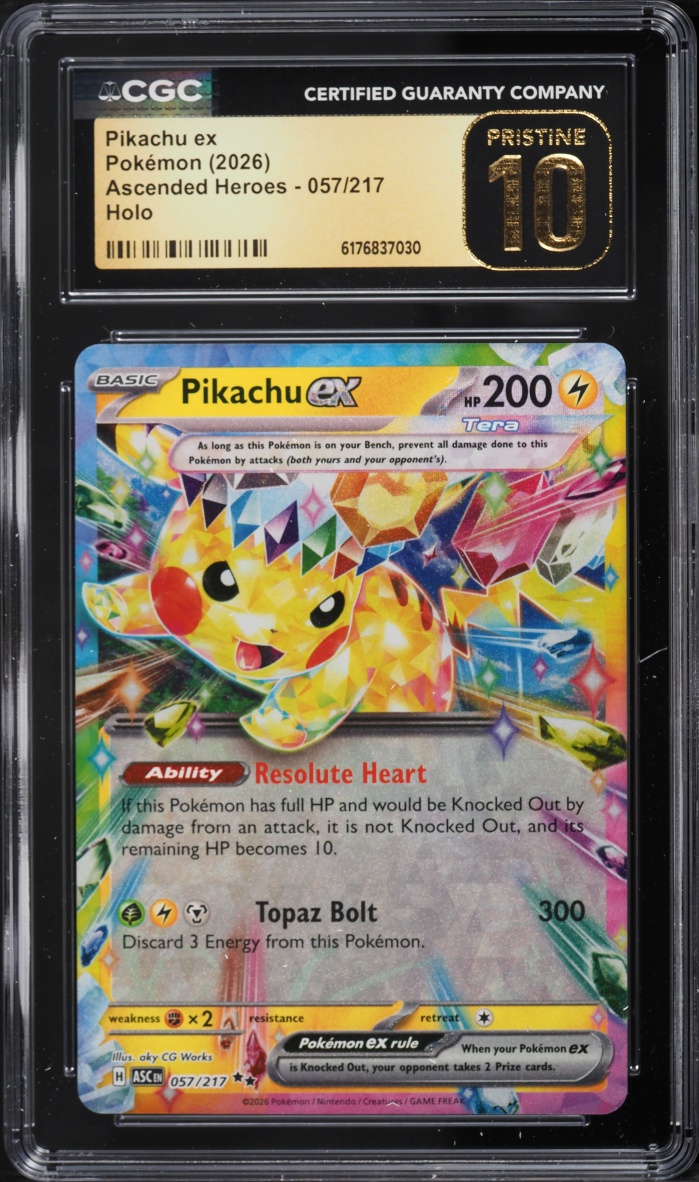 2026 Pokemon Mega Evolution Ascended Heroes Holo Pikachu Ex #57 CGC 10 Pristine