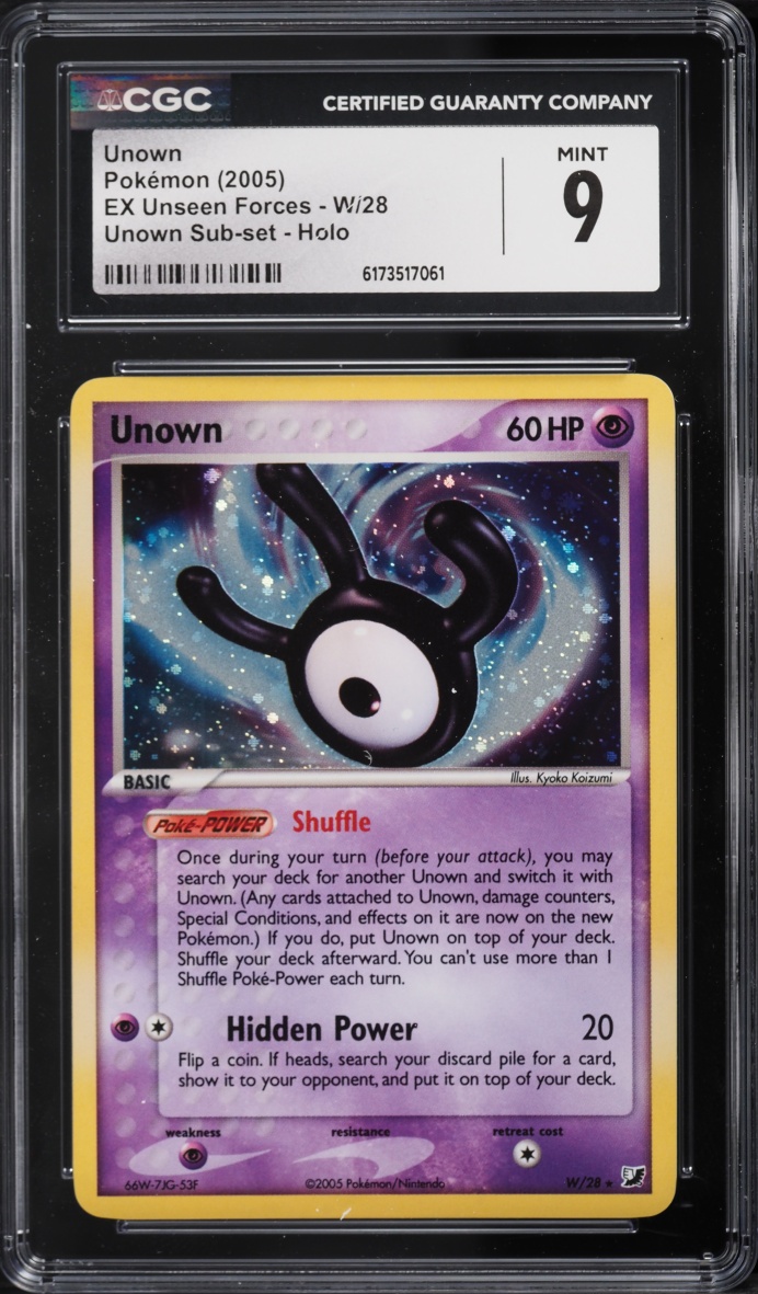 2005 Pokemon Ex Unseen Forces Holo Unown #W CGC 9 Mint