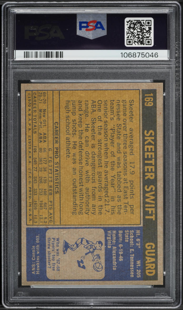 1971 Topps Basketball Skeeter Swift #169 PSA 4.5 VGEX+