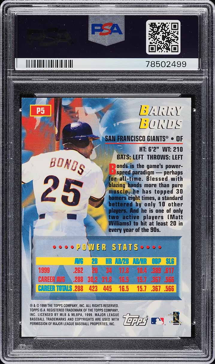 2000 Topps Power Players Limited Edition Barry Bonds #P5 PSA 10 GEM MINT - Photo 2