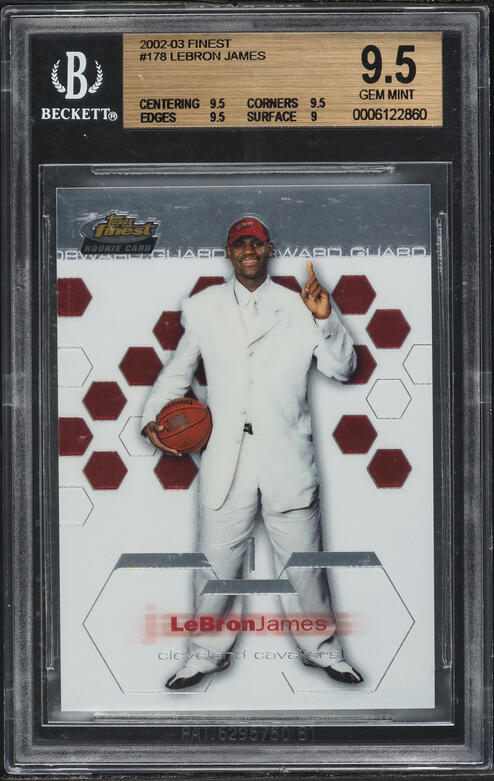2002 Finest Gold Refractor LeBron James ROOKIE 1/25 #178 PSA 7