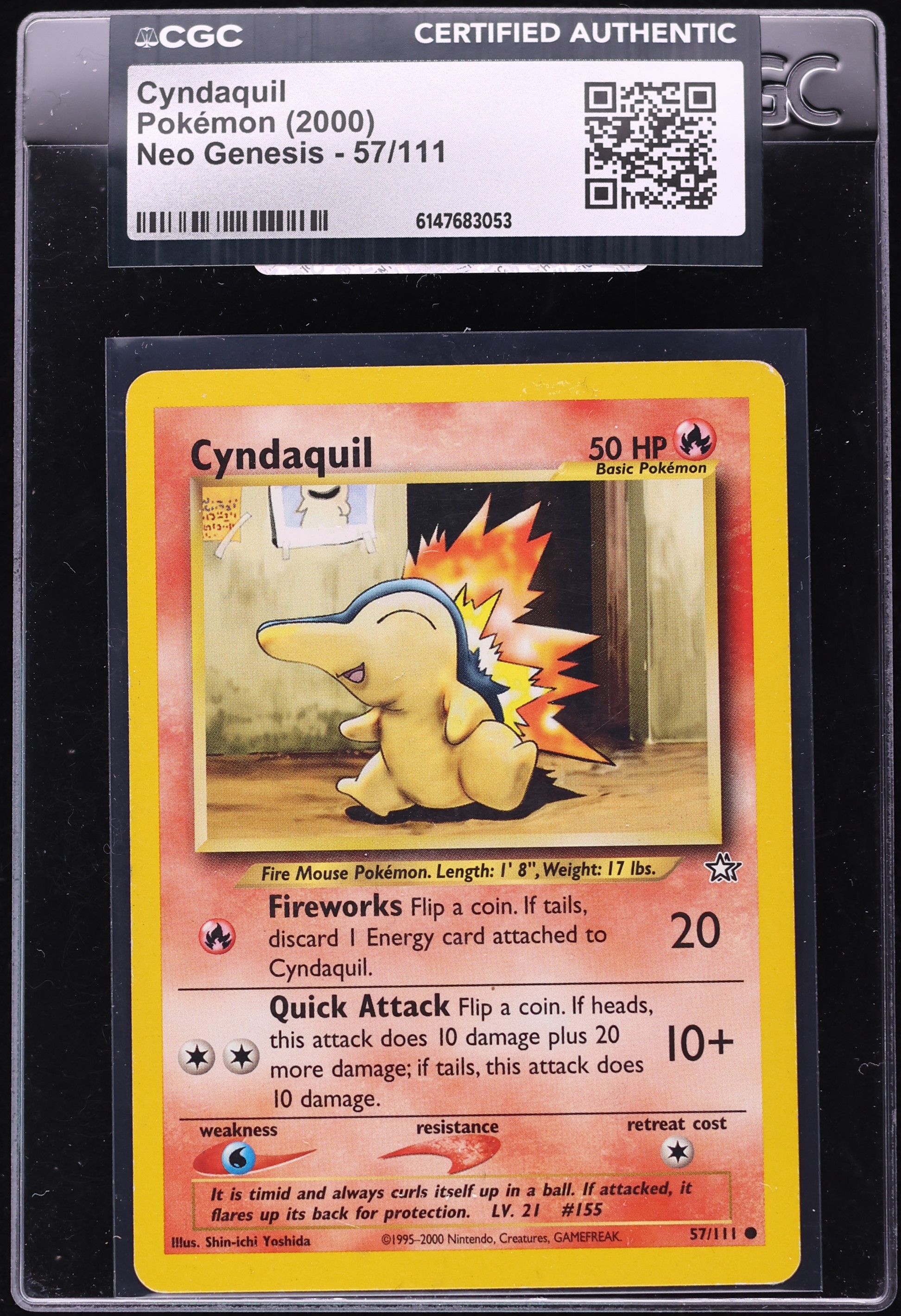 2000 Pokemon Neo Genesis Cyndaquil #57 CGC AUTH