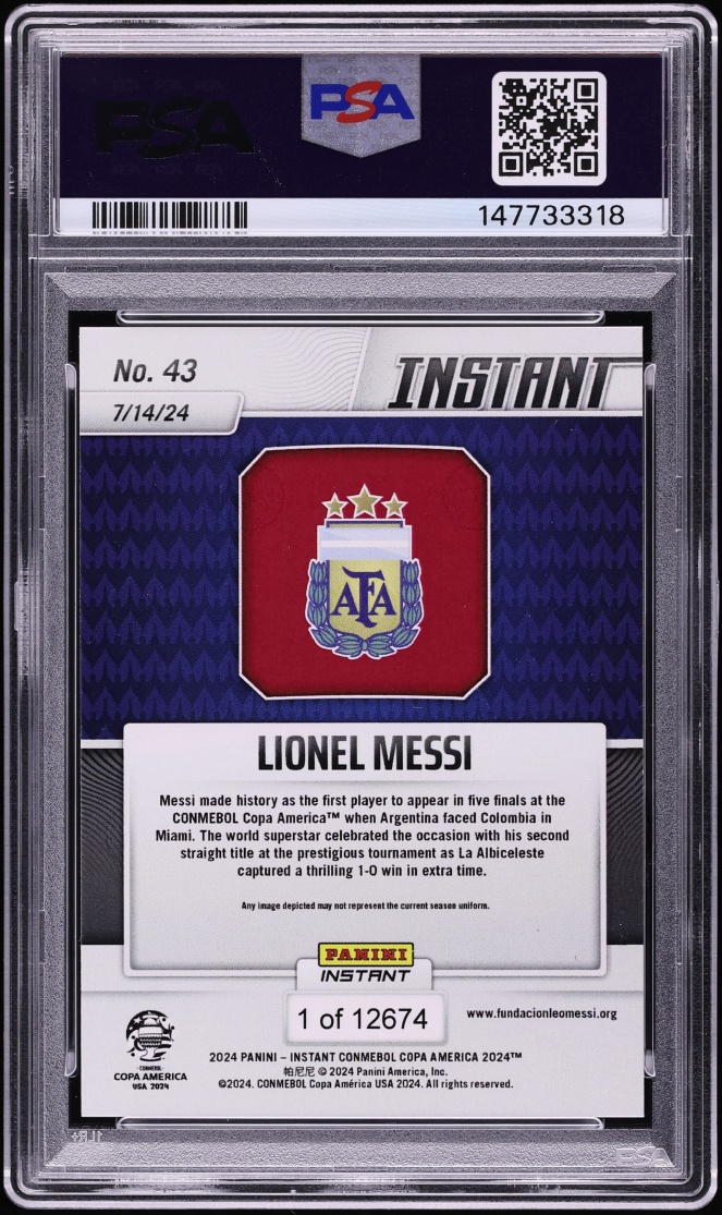 2024 Panini Instant Copa America Lionel Messi /12674 #43 PSA 9 MINT