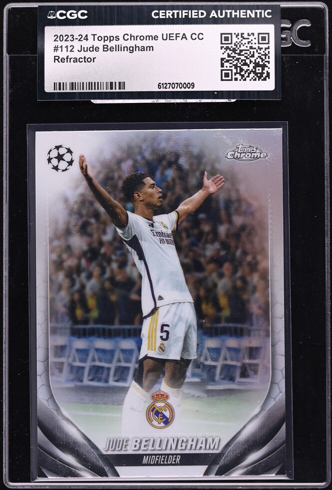 2023 Topps Chrome UEFA Club Competitions Refractor Jude Bellingham #112 CGC AUTH