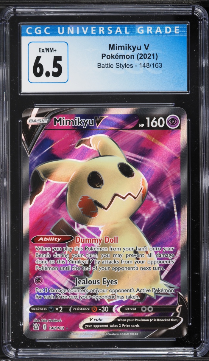 2021 Pokemon Sword & Shield Battle Styles Full Art Mimikyu V #148 CGC 6.5 EXMT+