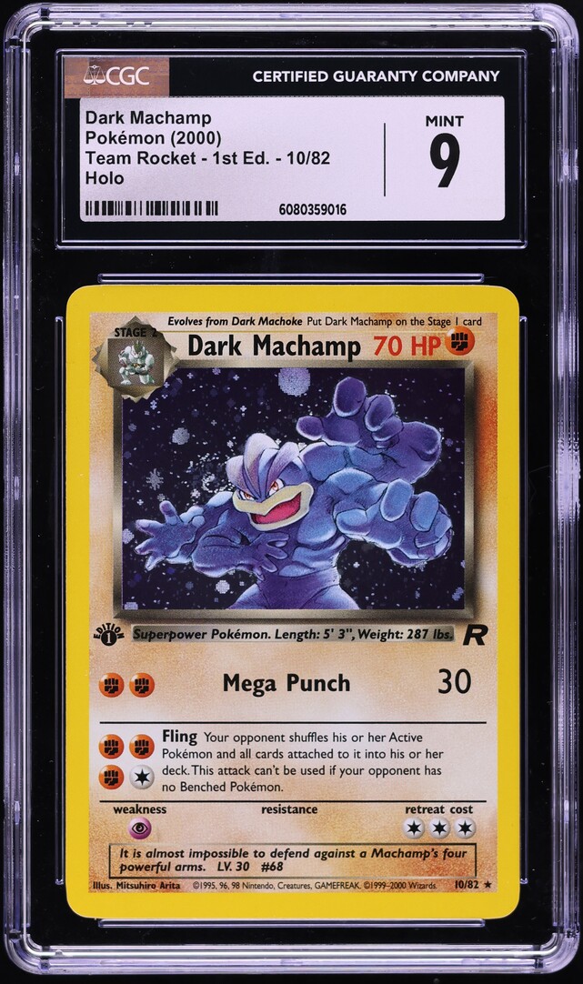 2000 Pokemon Team Rocket 1st Edition Holo Dark Machamp #10 CGC 9 MINT
