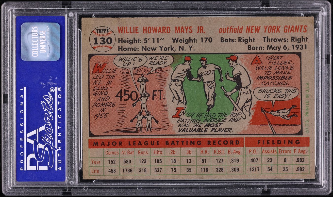 1956 Topps Willie Mays #130 PSA 8 NM-MT
