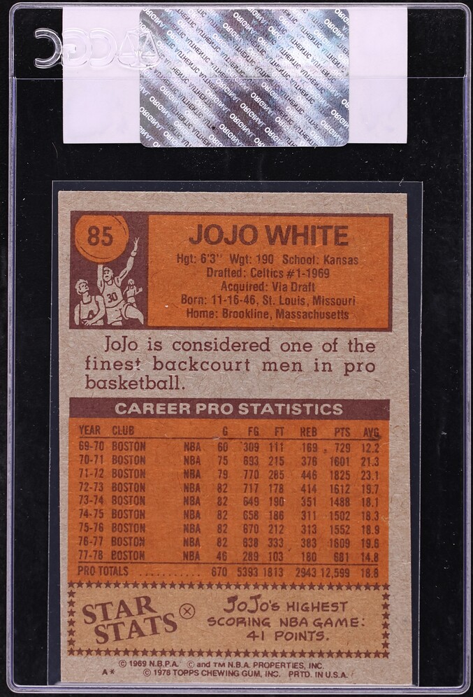 1978 Topps Basketball Jo Jo White #85 CGC AUTH