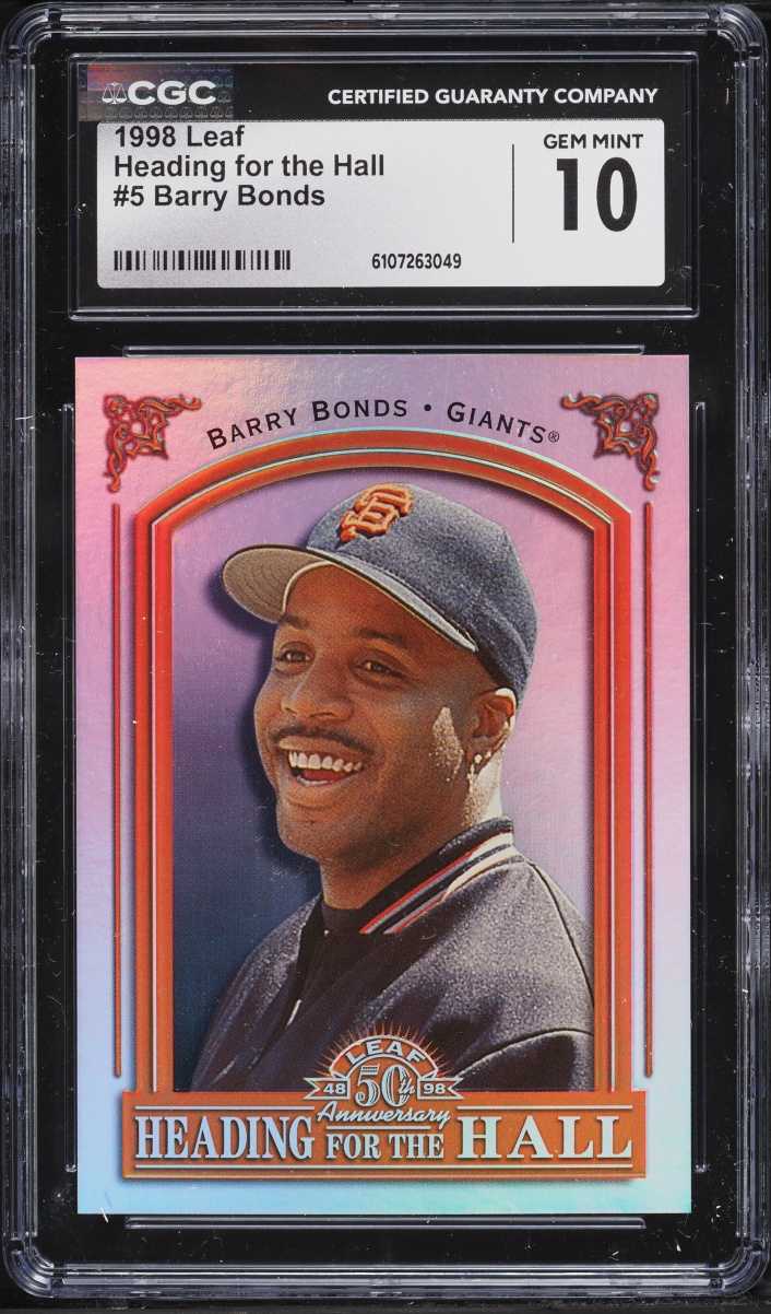 1998 Leaf Heading For The Hall Barry Bonds /3500 #5 CGC 10 GEM MINT