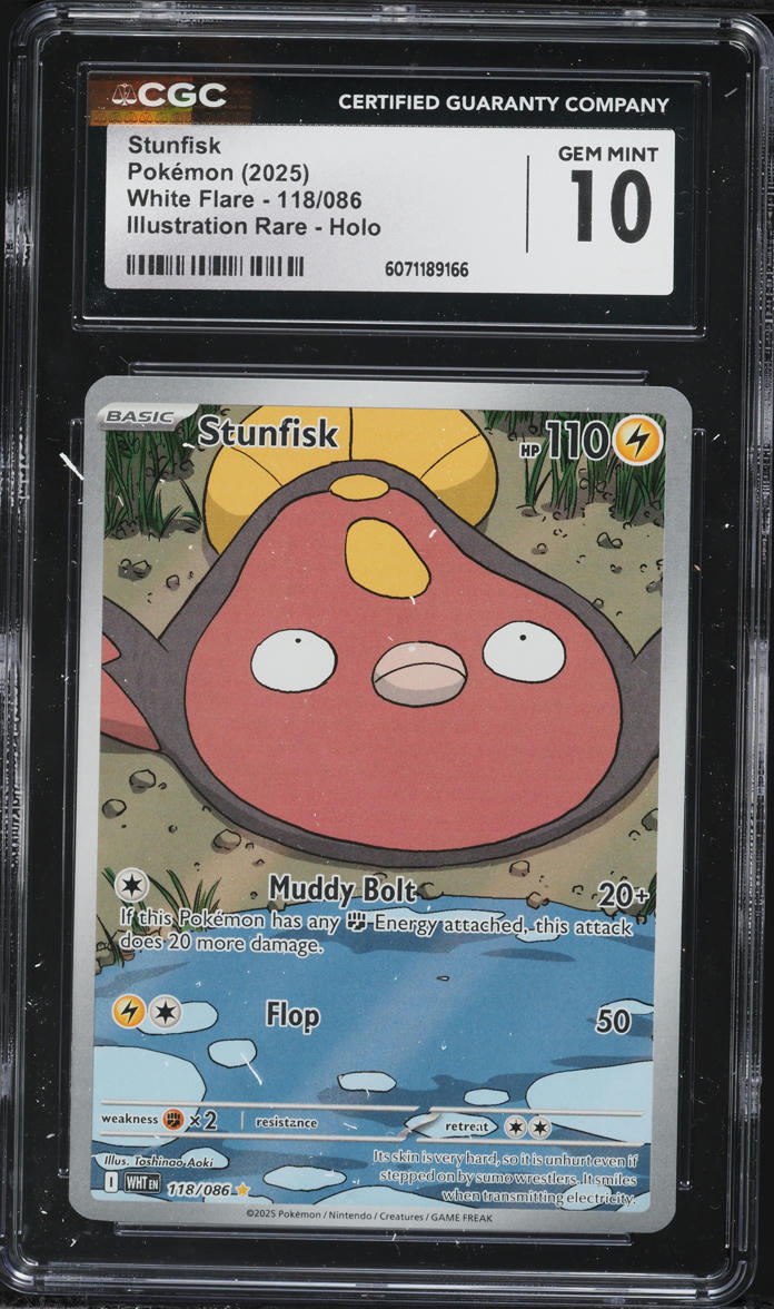 2025 Pokemon Scarlet & Violet White Flare IR Stunfisk #118 CGC 10 GEM MINT