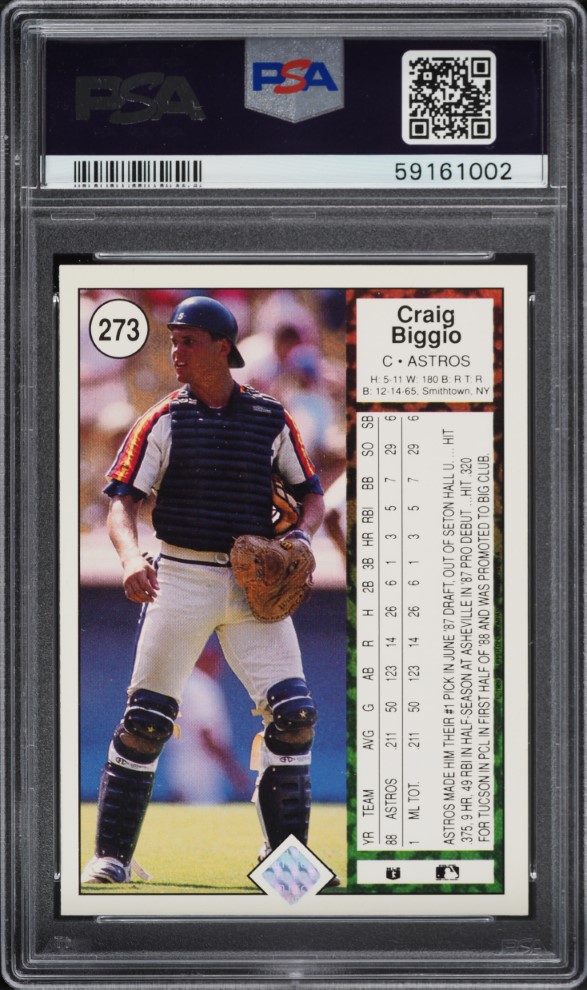 1989 Upper Deck Craig Biggio ROOKIE #273 PSA 8 NM-MT