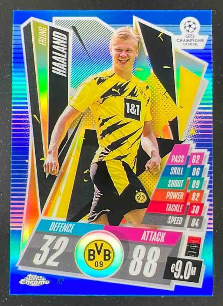 2020 Topps Merlin Chrome UEFA Aqua Speckle Refractor Erling