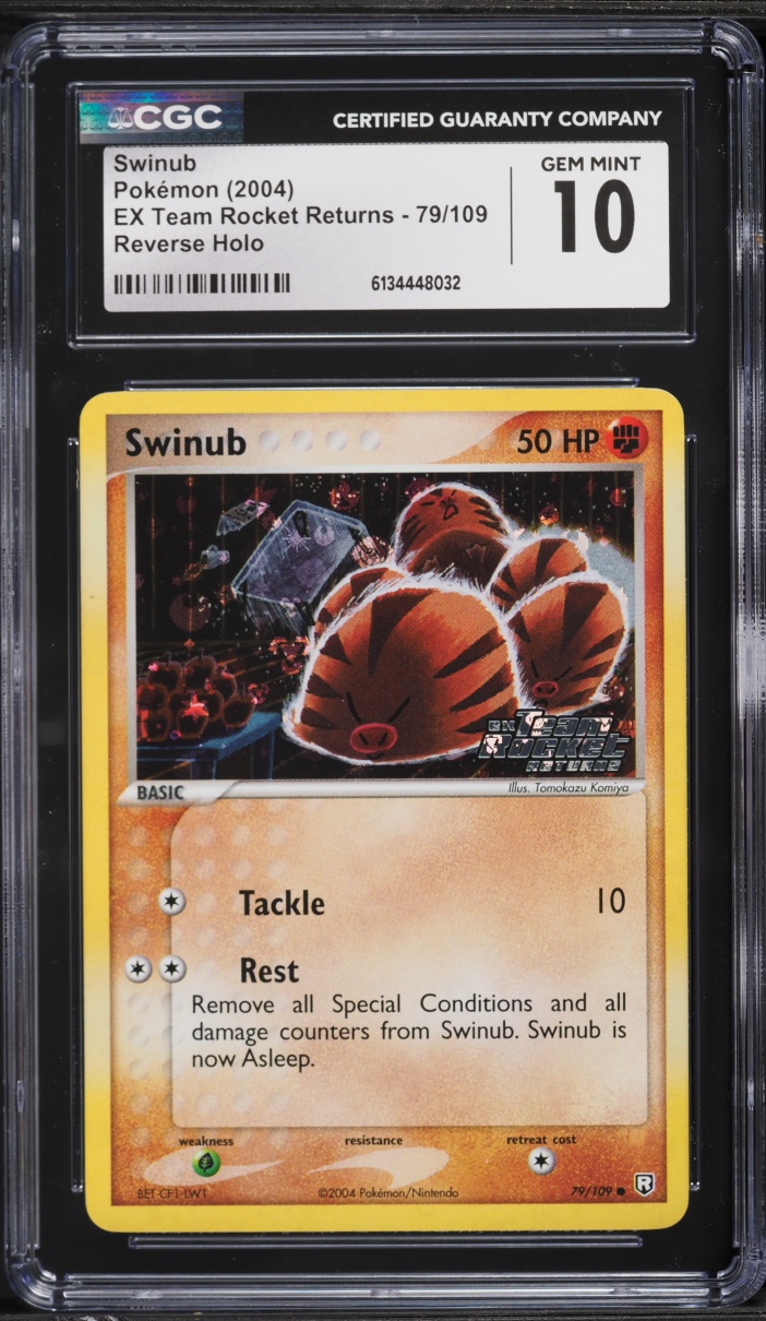 2004 Pokemon EX Team Rocket Returns Reverse Holo Swinub #79 CGC 10 GEM MINT