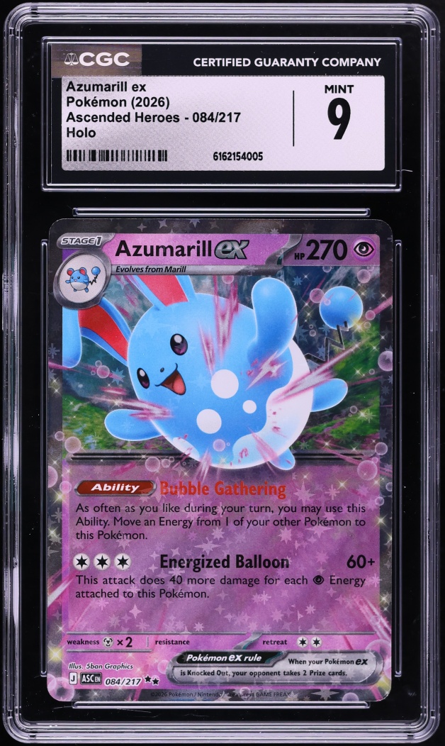 2026 Pokemon Mega Evolution Ascended Heroes Holo Azumarill EX #84 CGC 9 MINT