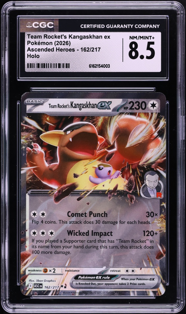2026 Pokemon Mega Evolution Ascended Heroes Holo Team Rocket's Kangaskhan Ex #162 CGC 8.5