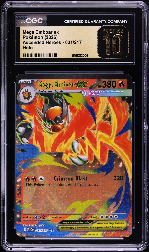2026 Pokemon Mega Evolution Ascended Heroes Holo Mega Emboar EX #31 CGC 10 PRISTINE