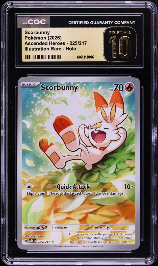 2026 Pokemon Mega Evolution Ascended Heroes IR Scorbunny #225 CGC 10 PRISTINE