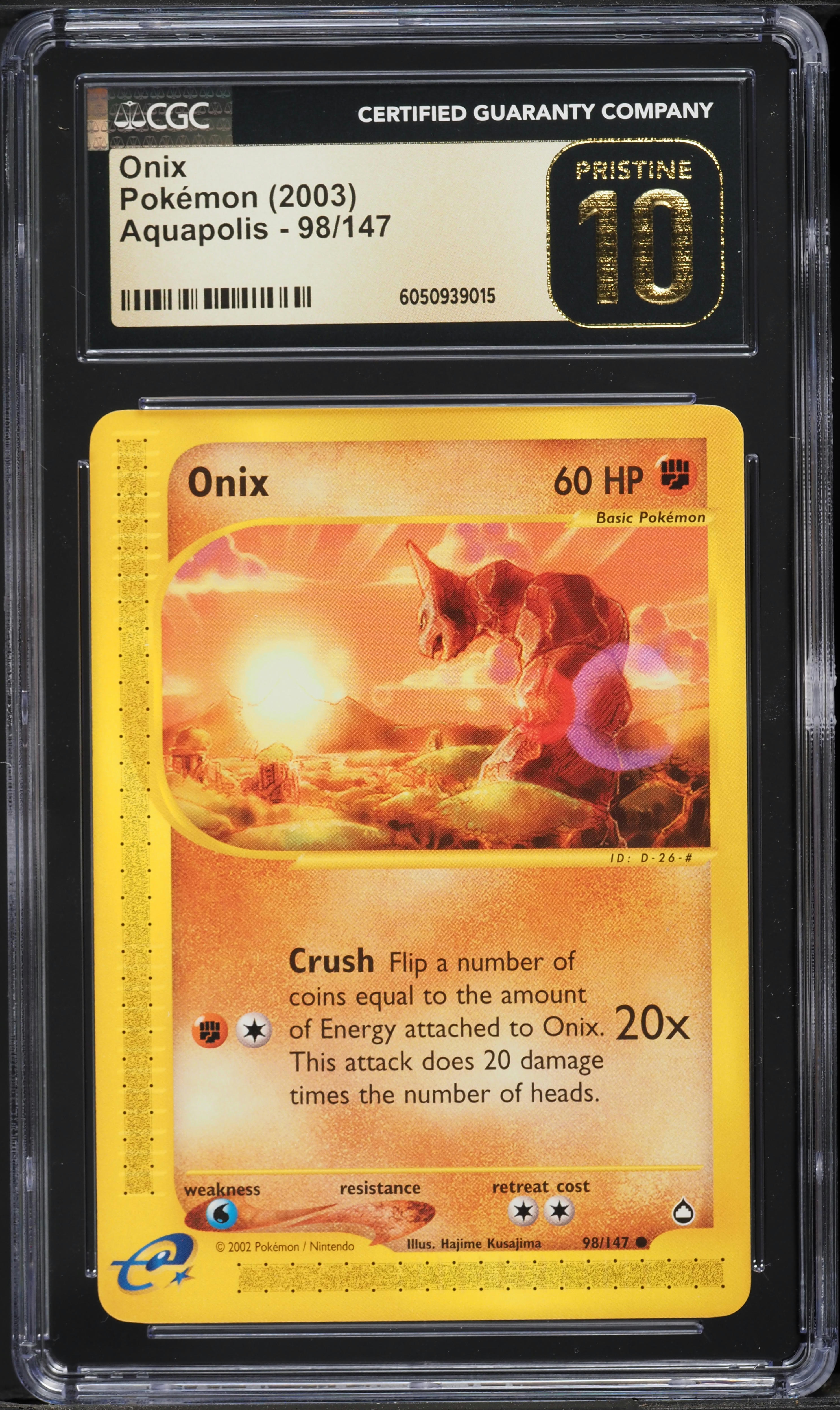 2003 Pokemon Aquapolis Onix #98 CGC 10 PRISTINE