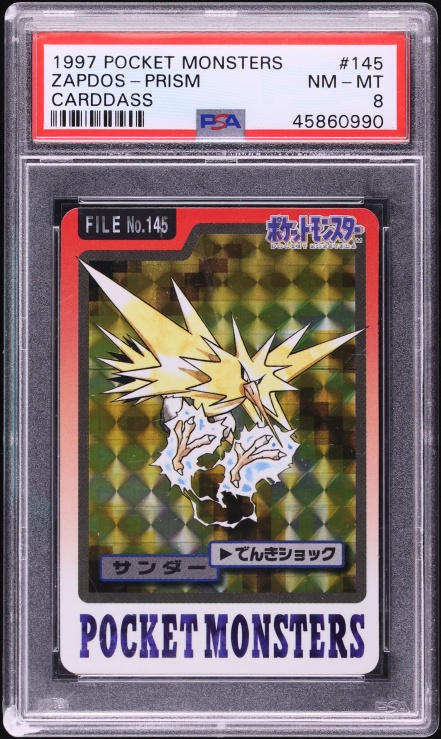 1997 Pokemon Japanese Pocket Monsters Carddass Prism Zapdos #145 PSA 8 NM-MT
