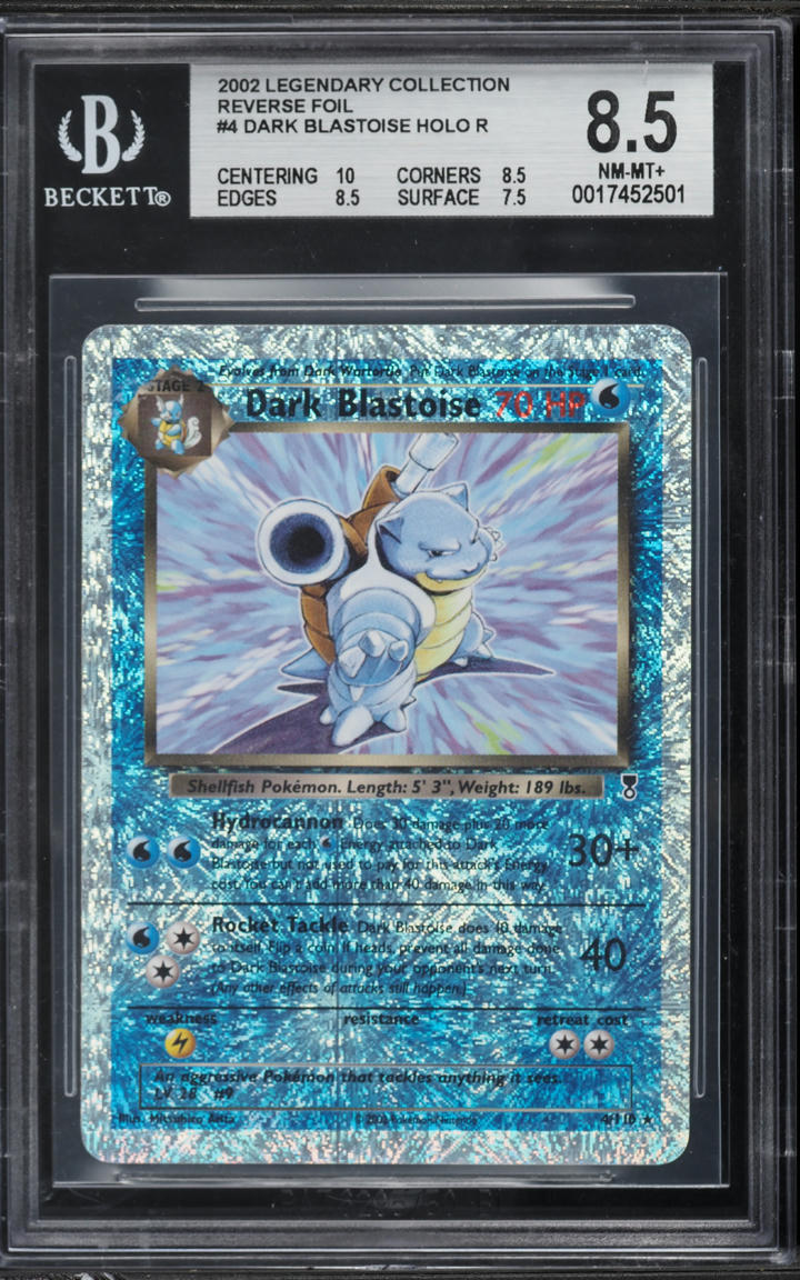 2002 Pokemon Legendary Collection Reverse Holo Dark Blastoise #4 BGS 8.5 NM-MT+