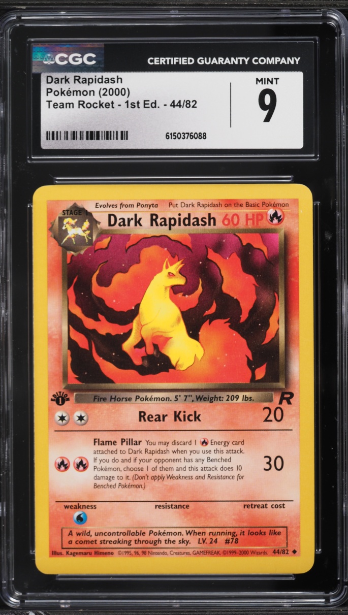 2000 Pokemon Team Rocket 1st Edition Dark Rapidash #44 CGC 9 MINT