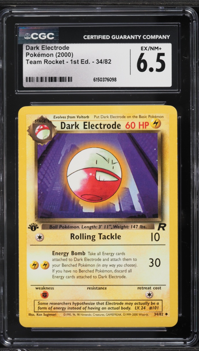 2000 Pokemon Team Rocket 1st Edition Dark Electrode #34 CGC 6.5 EXMT+