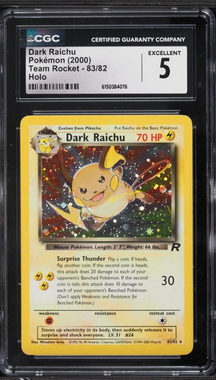 2000 Pokemon Team Rocket Holo Dark Raichu #83 CGC 5 EX