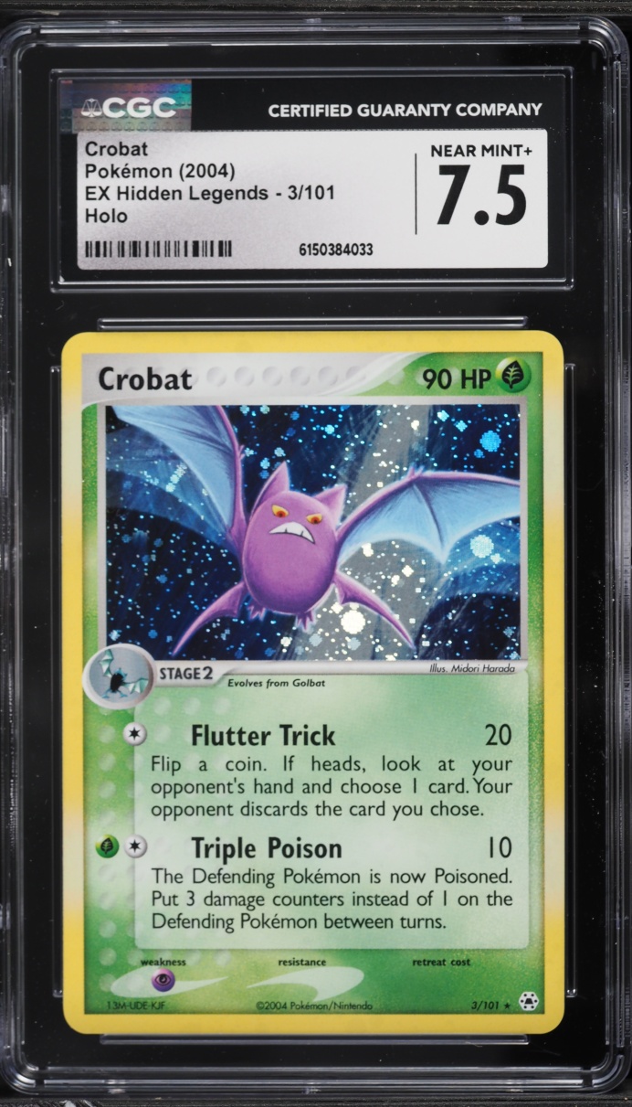 2004 Pokemon EX Hidden Legends Holo Crobat #3 CGC 7.5 NRMT+