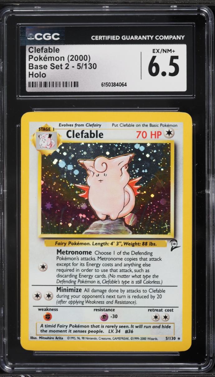 2000 Pokemon Base Set 2 Holo Clefable #5 CGC 6.5 EXMT+