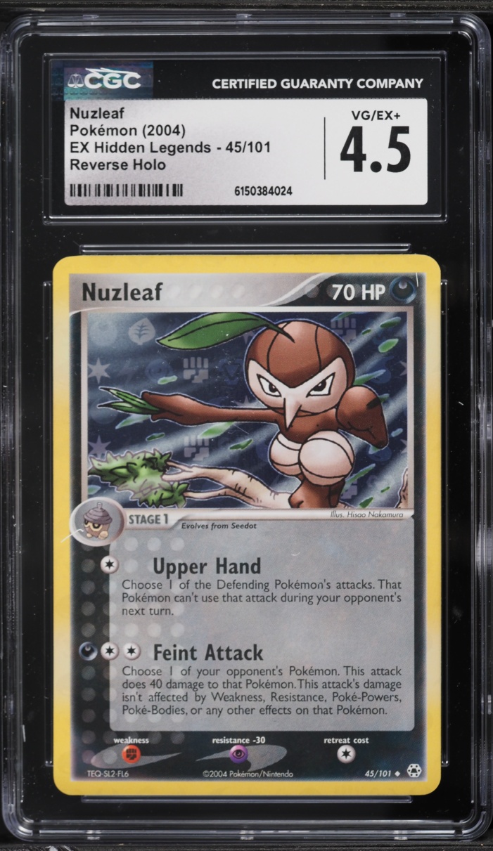 2004 Pokemon EX Hidden Legends Reverse Holo Nuzleaf #45 CGC 4.5 VGEX+