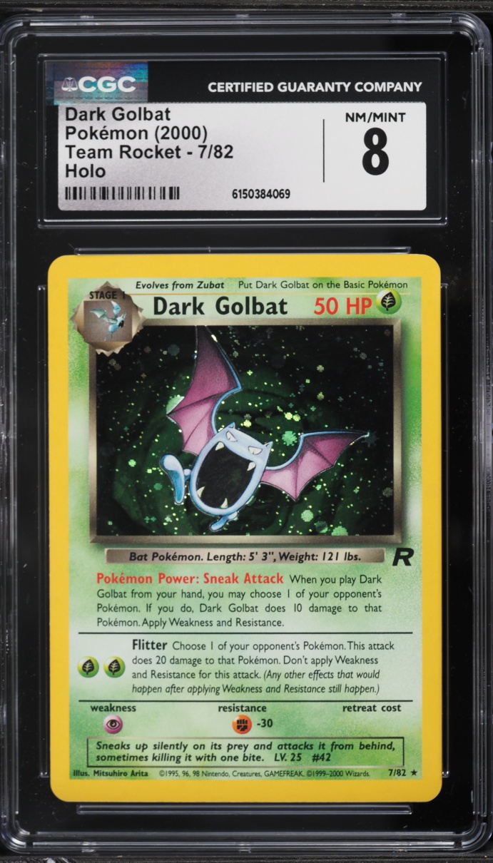 2000 Pokemon Team Rocket Holo Dark Golbat #7 CGC 8 NM-MT