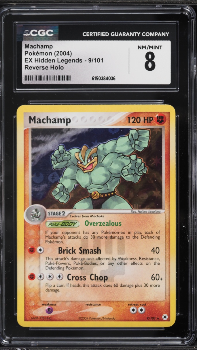 2004 Pokemon EX Hidden Legends Reverse Holo Machamp #9 CGC 8 NM-MT