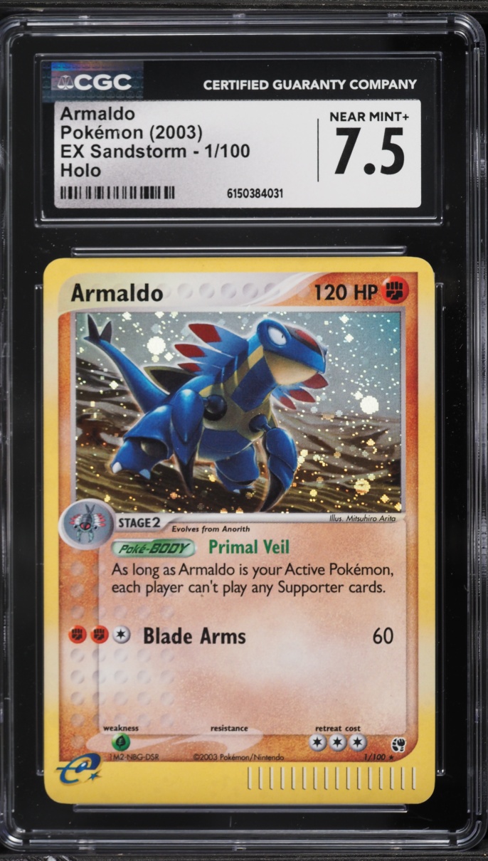 2003 Pokemon EX Sandstorm Holo Armaldo #1 CGC 7.5 NRMT+