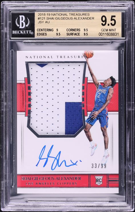 2018 National Treasures Shai Gilgeous-Alexander RC PATCH AUTO /99 #121 BGS 9.5