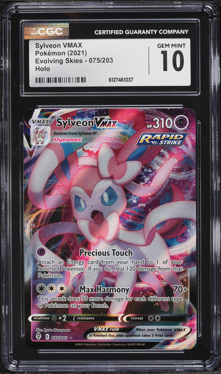 2021 Pokemon Sword & Shield Evolving Skies Full Art Sylveon VMAX #75 CGC 10 GEM MINT