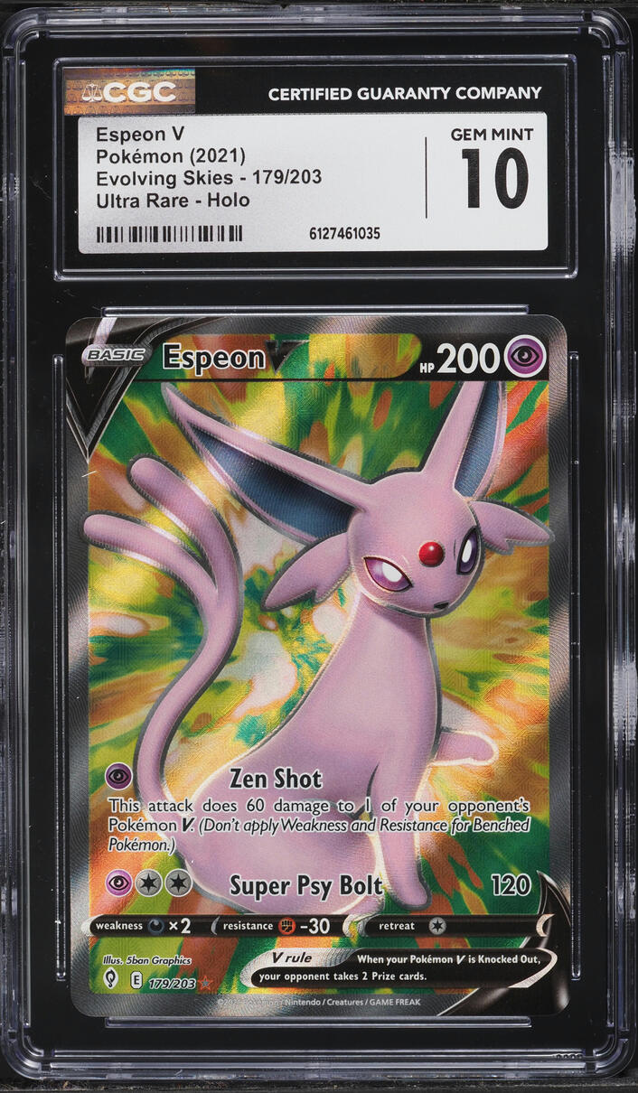 2021 Pokemon Sword & Shield Evolving Skies Full Art Espeon V #179 CGC 10 GEM MINT