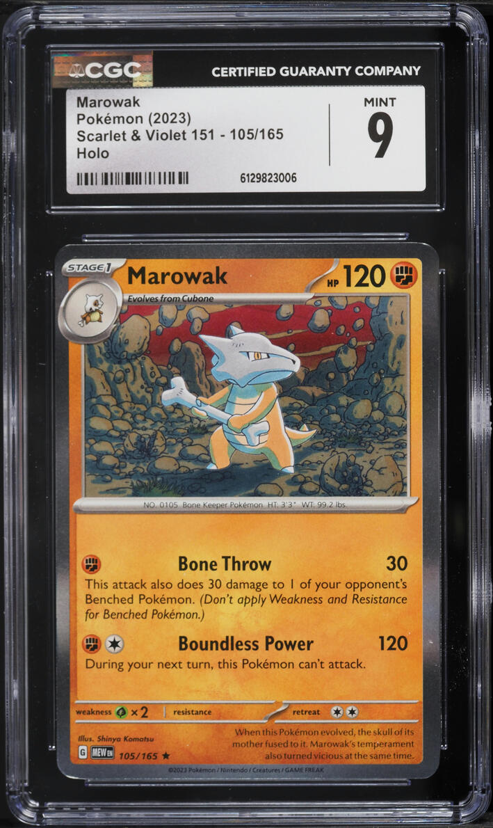 2023 Pokemon Scarlet & Violet 151 Holo Marowak #105 CGC 9 MINT
