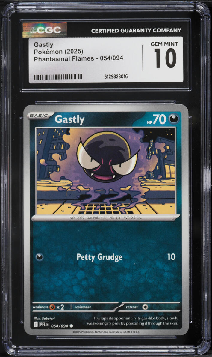 2025 Pokemon Scarlet & Violet Phantasmal Flames Gastly #054 CGC 10 GEM MINT